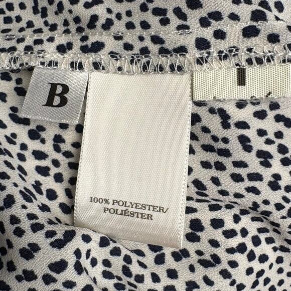 Ann Taylor Black White Puff Sleeve Ruffle Neck Flowy Tunic Blouse Womens Sz M - Picture 6 of 7